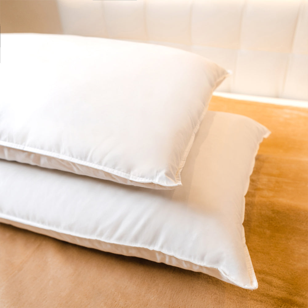 Almohada de plumas de ganso de lujo para dormir, almohada de cama suave  tamaño Queen, funda de percal orgánico (tamaño Queen, paquete de 1)